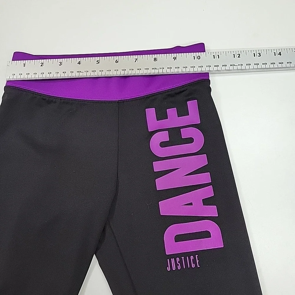 Justice Girls Leggings Yoga Pants Size 8 Workout Active Wear Purple/Black Preppy